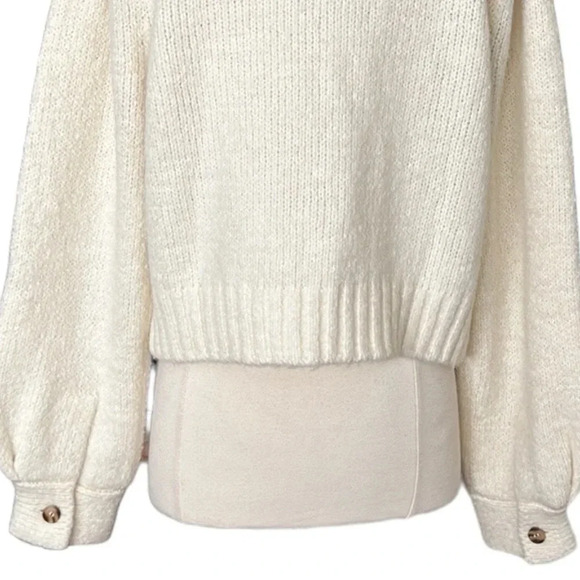 dh NEW YORK Merino Wool Baby Alpaca Cropped Knit Sweater Neutral Casual, Medium - Picture 10 of 16